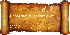 Constantin Krisztofer névjegykártya